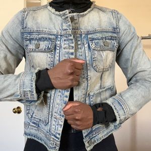 Collarless Jean Jacket